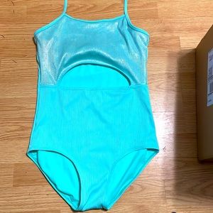 Justice sz 20 Swim suit. Halter tie neck, center front cut out.